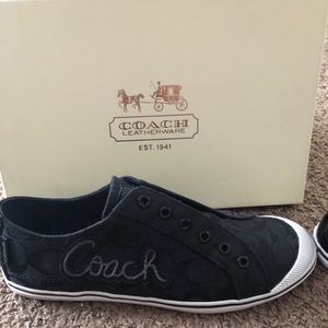 Coach black lace less sneakers sz 10 Keeley